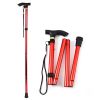 Walking Cane Aluminum Alloy Walking Stick Adjustable Folding Travel Hiking Stick   - Red