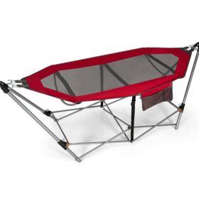 Portable Folding Hammock with Hammock Stand - Red