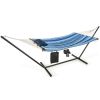 Hammock Chair Stand Set Cotton Swing with Pillow Cup Holder Indoor Outdoor - Black