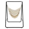 Hanging Padded Hammock Chair with Stand and Heavy Duty Steel - Beige