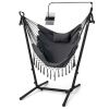 Height Adjustable Hammock Chair with Phone Holder and Side Pocket - Gray