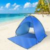 Pop Up Beach Tent Sun Shade Shelter Anti-UV Automatic Waterproof Tent Canopy for 2/3 Man w/ Net Window Storage Bag - Blue