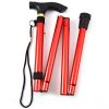 Walking Cane Aluminum Alloy Walking Stick Adjustable Folding Travel Hiking Stick   - Red