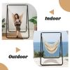 Hanging Padded Hammock Chair with Stand and Heavy Duty Steel - Beige