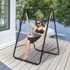 Hanging Padded Hammock Chair with Stand and Heavy Duty Steel - Beige