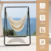 Hanging Padded Hammock Chair with Stand and Heavy Duty Steel - Beige