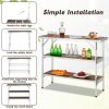 Folding Camping Table with 2-Tier Open Shelves for Outdoor BBQ - Coffee