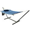 Hammock Chair Stand Set Cotton Swing with Pillow Cup Holder Indoor Outdoor - Black