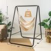 Hanging Padded Hammock Chair with Stand and Heavy Duty Steel - Beige