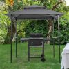 Outdoor Grill Gazebo 8 x 5 Ft;  Shelter Tent;  Double Tier Soft Top Canopy and Steel Frame with hook and Bar Counters - Gray