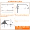 Waterproof Camping Tarp Kit Tent Canopy Rain Fly Awning Shelter for Outdoor Picnic Hammock Hiking Backpacking Travelling UV Protection - 3x3m