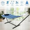 Hammock Chair Stand Set Cotton Swing with Pillow Cup Holder Indoor Outdoor - Black