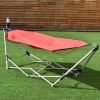 Portable Folding Steel Frame Hammock with Bag - Red