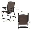 Beach & Garden Lawn 4 Pcs Folding Sling Chairs With Steel Armrest And Adjustable Back - Brown - Steel/fabric