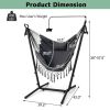 Height Adjustable Hammock Chair with Phone Holder and Side Pocket - Gray