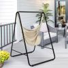 Hanging Padded Hammock Chair with Stand and Heavy Duty Steel - Beige