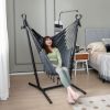 Height Adjustable Hammock Chair with Phone Holder and Side Pocket - Gray