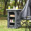 Folding Camping Storage Cabinet with 3 Shelves and Carry Bag - grey