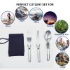 1pcs Camping Fork Spoon Outdoor Tableware Foldable Ultralight Stainless Steel Set Of Dishes For Camping Outdoor Cooking - Light Gray - SPAIN