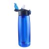 Portable Water Filter Bottle BPA Free Water Purifier with Intergrated Filter Straw for Outdoor Camping Hiking - Blue